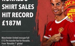 C羅確定身披7號球衣后，球衣全球銷量達到了1.871億英鎊