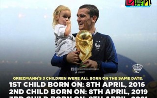 巴薩前鋒格列茲曼喜得小女兒，有趣的是3個孩子都是4月8日出生