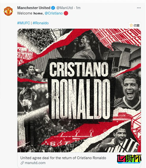 曼聯(lián)官方：C羅時隔12年回歸，史上最迅速的一筆轉(zhuǎn)會-第2張圖片-世俱杯