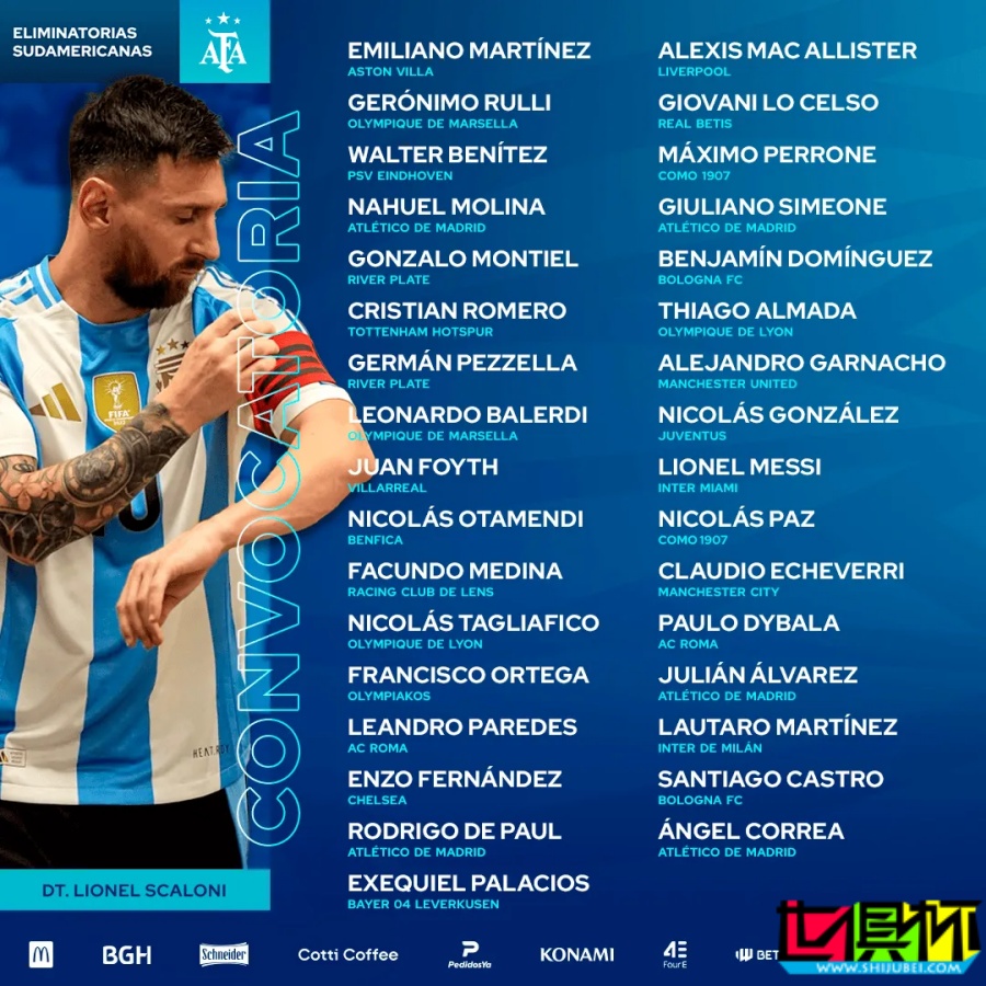 阿根廷 大名單:梅西 領銜,加納喬、勞塔羅、恩佐 在列-第1張圖片-世俱杯 阿根廷 大名單:梅西 領銜,加納喬、勞塔羅、恩佐 在列-第1張圖片-世俱杯